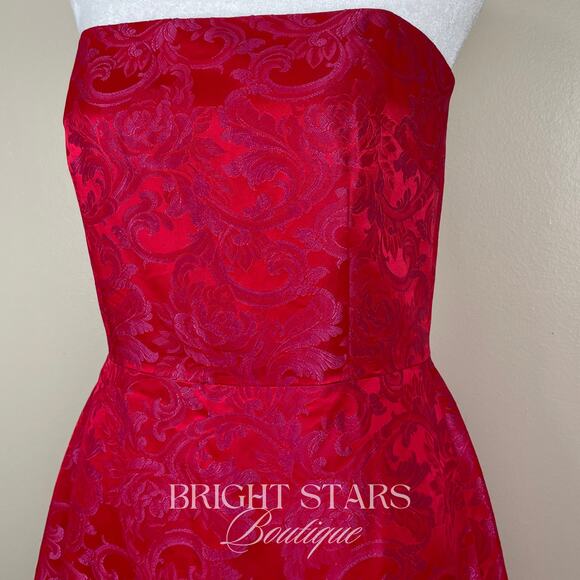 Rare Strapless Dress ASO Gabrielle Solis Desperate Housewives Red Pink Brocade - Picture 9 of 10